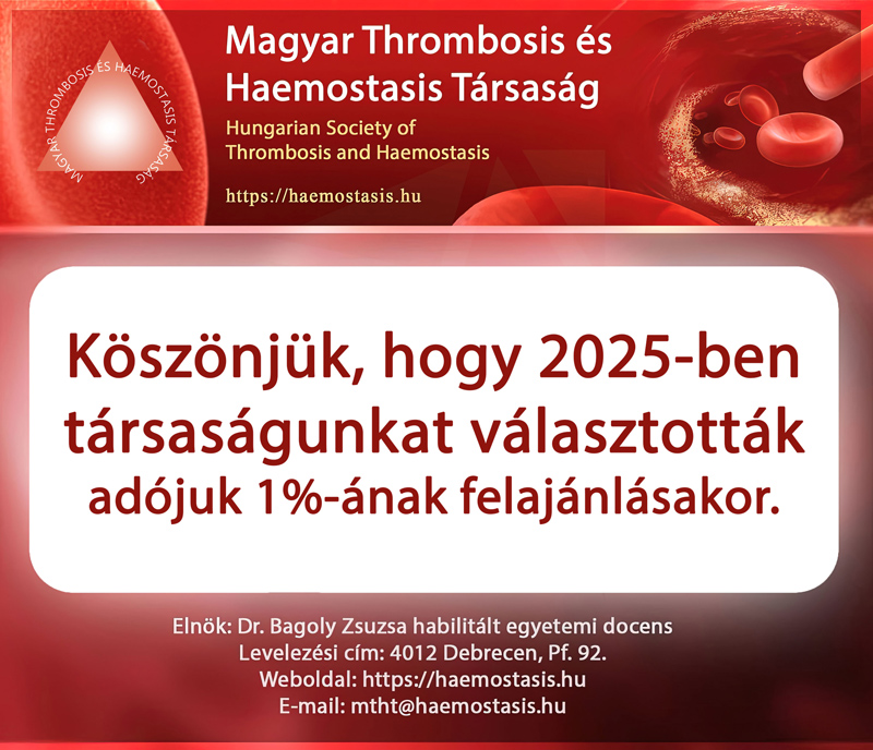 Köszönjük: Magyar Thrombosis és Haemostasis Társaság adó 1%